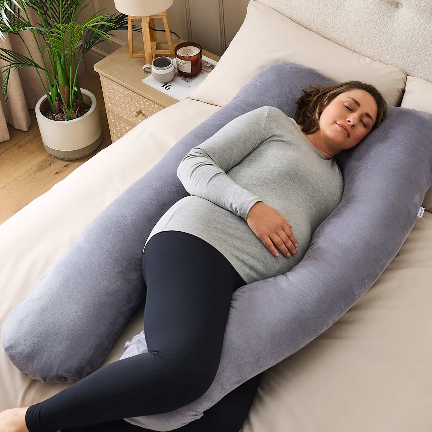 Silentnight Body Support U-Shaped Pregnancy Pillow - Grey - Available at M&S