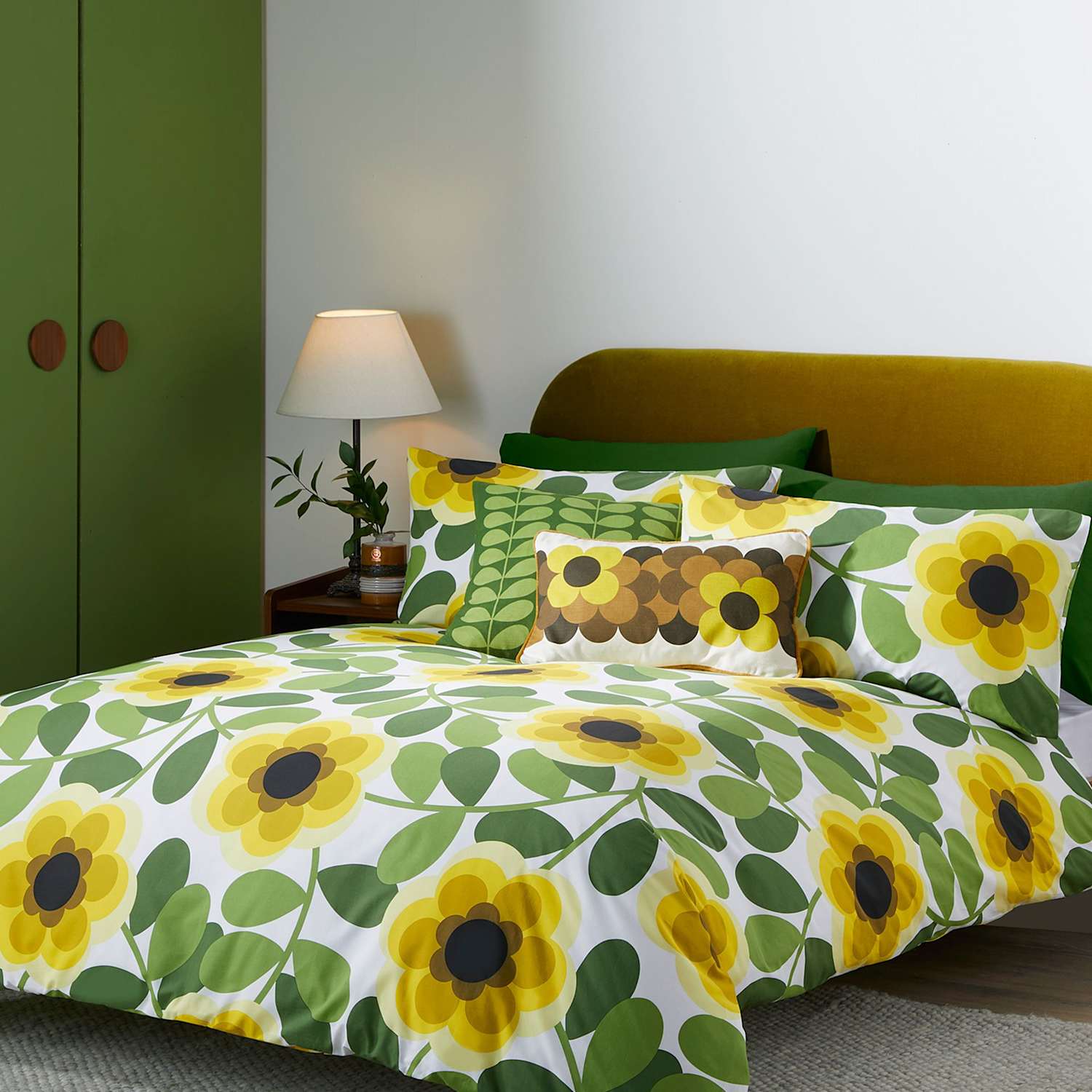 Orla Kiely Giant Water Lily Reversible Bedding Set - Single (3 ft) - Yellow Mix - Available at M&S