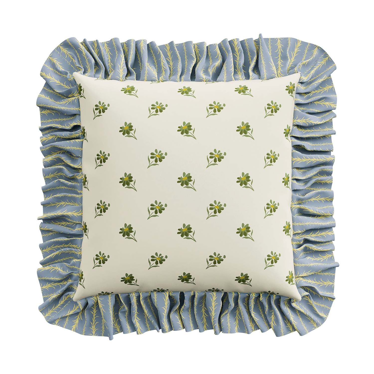 Sanderson Tuileries Frilly Square Cushion - Cream Mix - Available at M&S