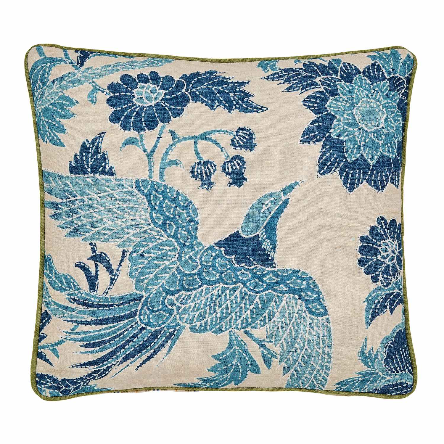 Joules Hidcote Birds Square Cushion - Blue Mix - Available at M&S