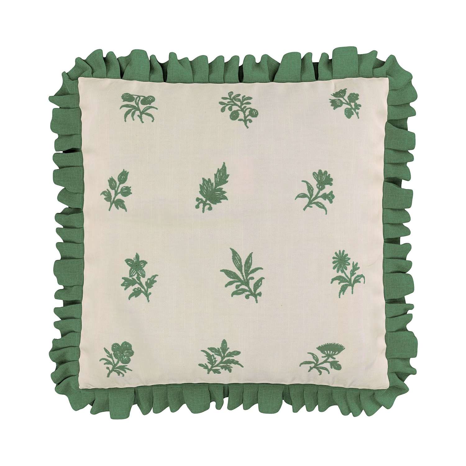 V&A Verdant Bouquet Frill Square Cushion - Green Mix - Available at M&S