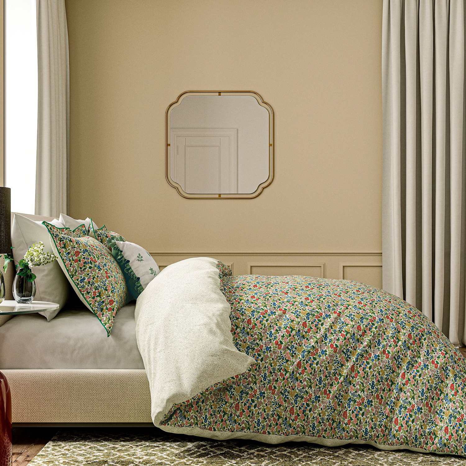 V&A Pure Cotton Blossom Harmony Bedding Set - Single (3 ft) - Multi - Available at M&S