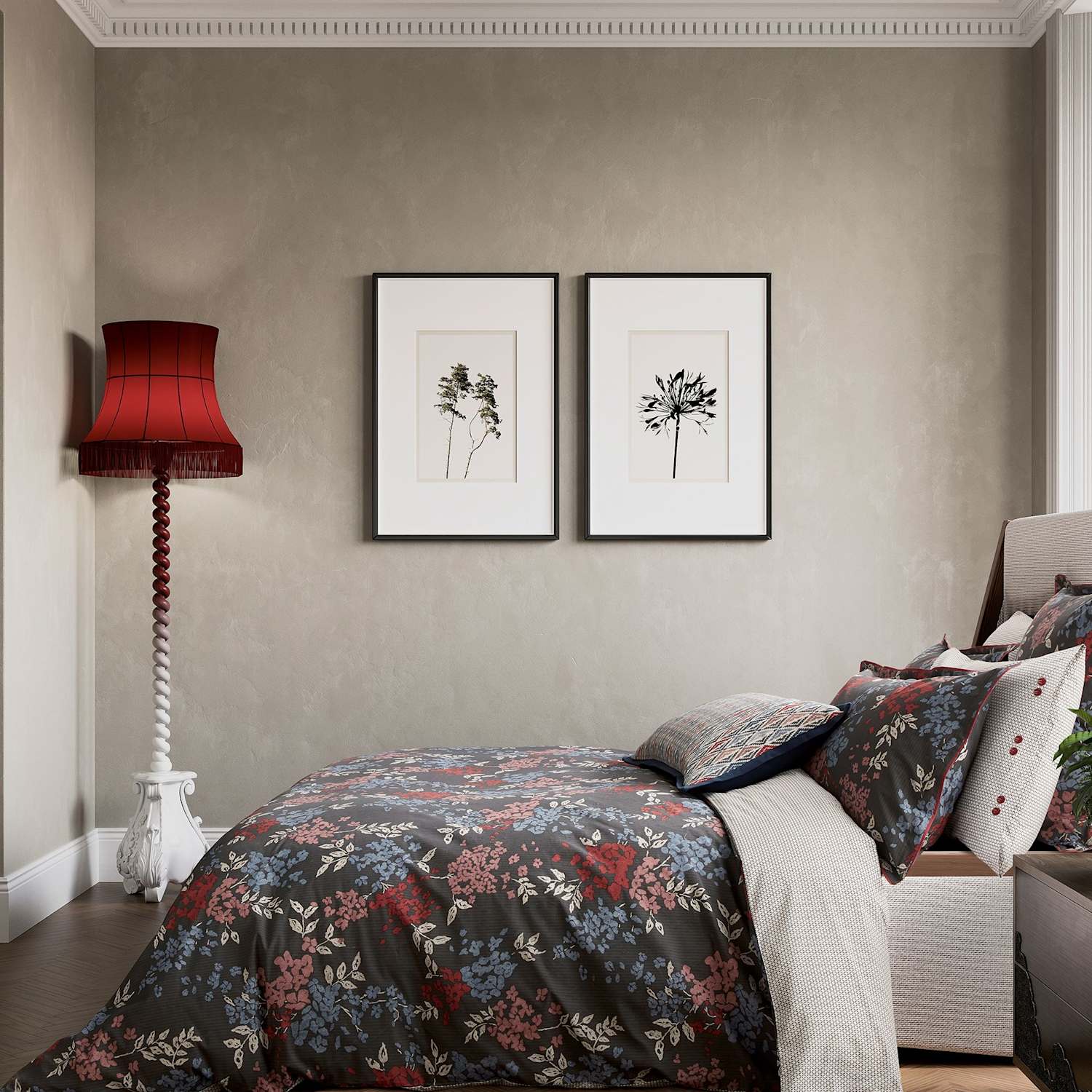 Bedeck Of Belfast Pure Cotton Lucine Bedding Set - Single (3 ft) - Grey Mix - Available at M&S