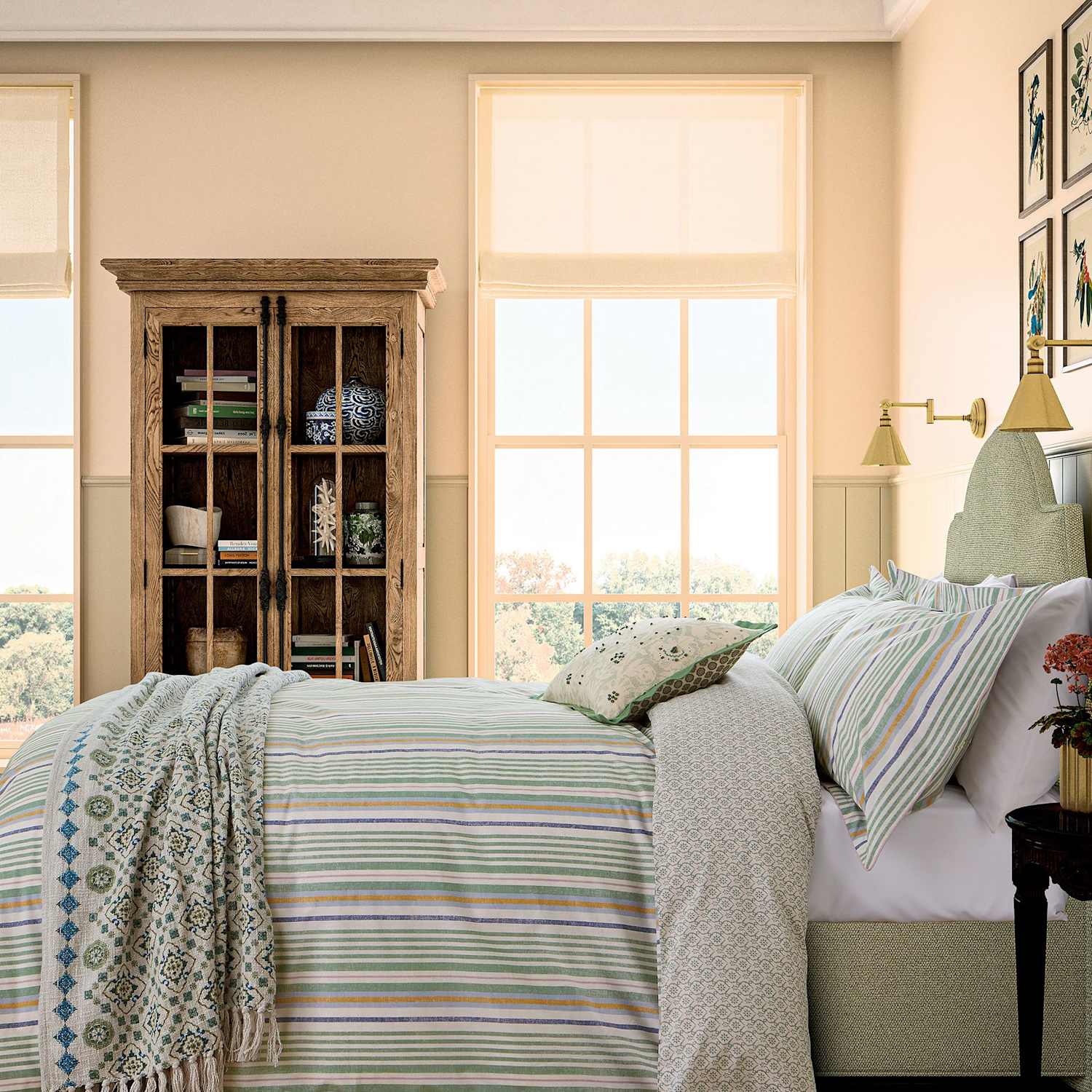 Joules Charleston Stripe Bedding Set - Single (3 ft) - Green Mix - Available at M&S