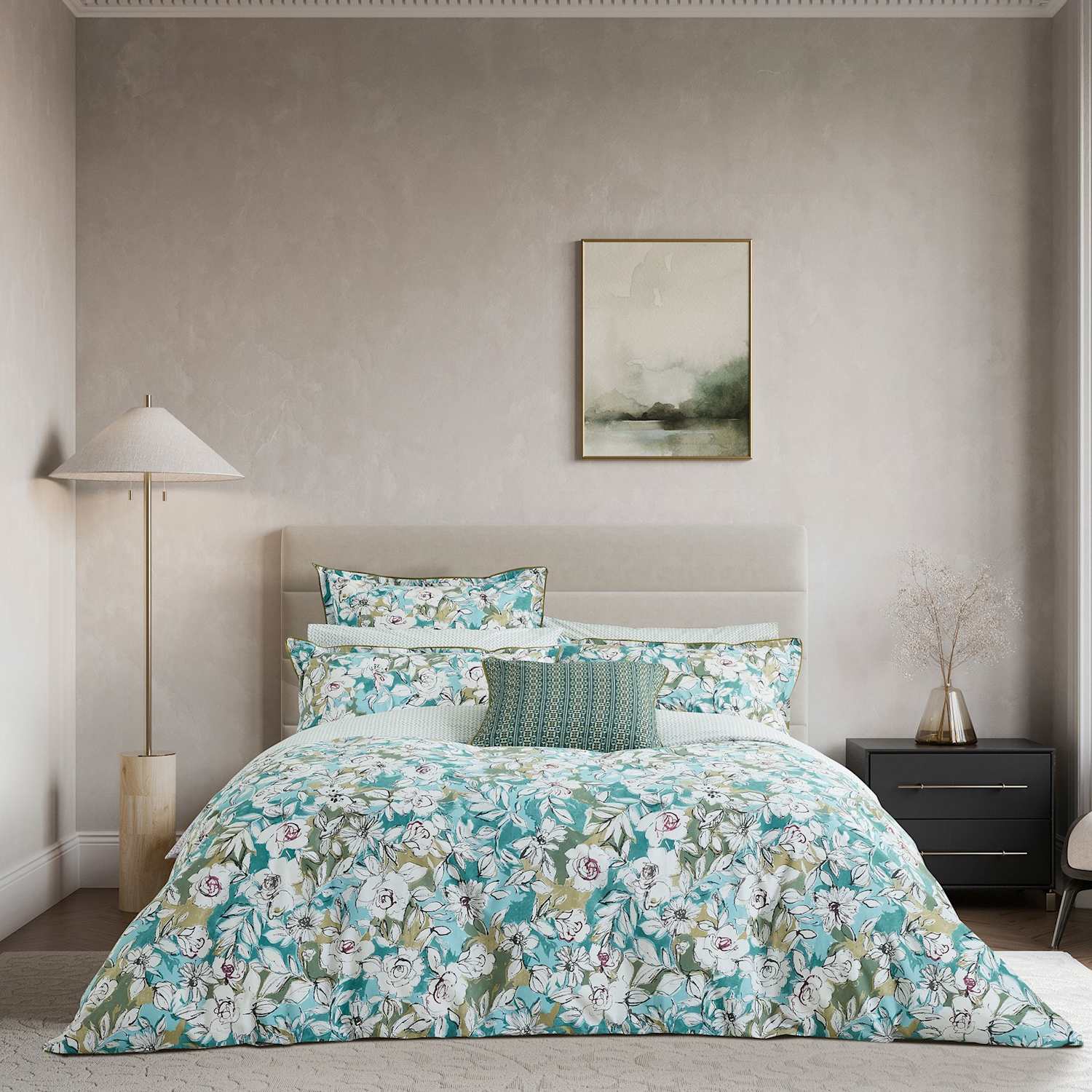 Bedeck Of Belfast Pure Cotton Azmi Bedding Set - Double (4 ft 6) - Blue Mix - Available at M&S