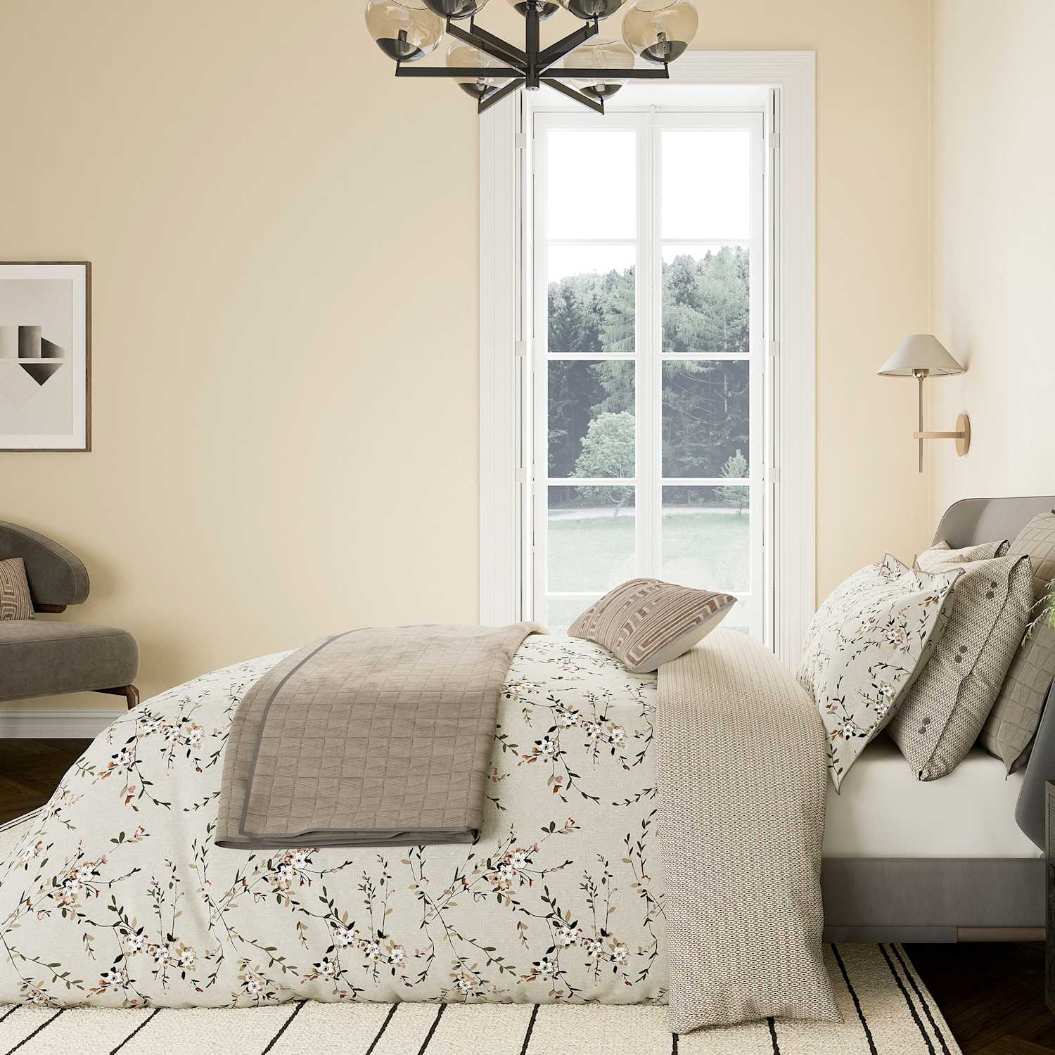 Bedeck Of Belfast Pure Cotton Rana Bedding Set - Single (3 ft) - Cream Mix - Available at M&S