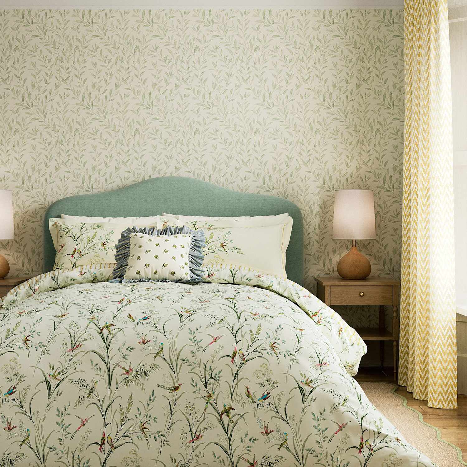 Sanderson Tuileries Frilly Bedding Set - Single (3 ft) - Multi - Available at M&S