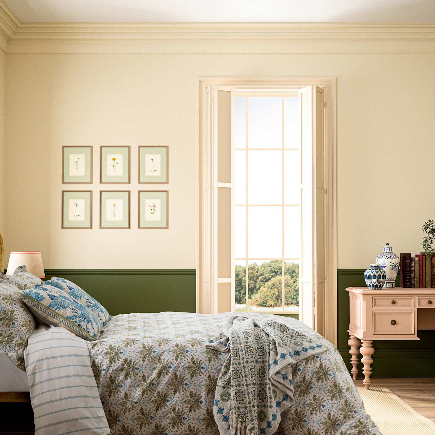 Joules Geometric Palm Print Bedding Set - King Size (5 ft) - Beige Mix - Available at M&S