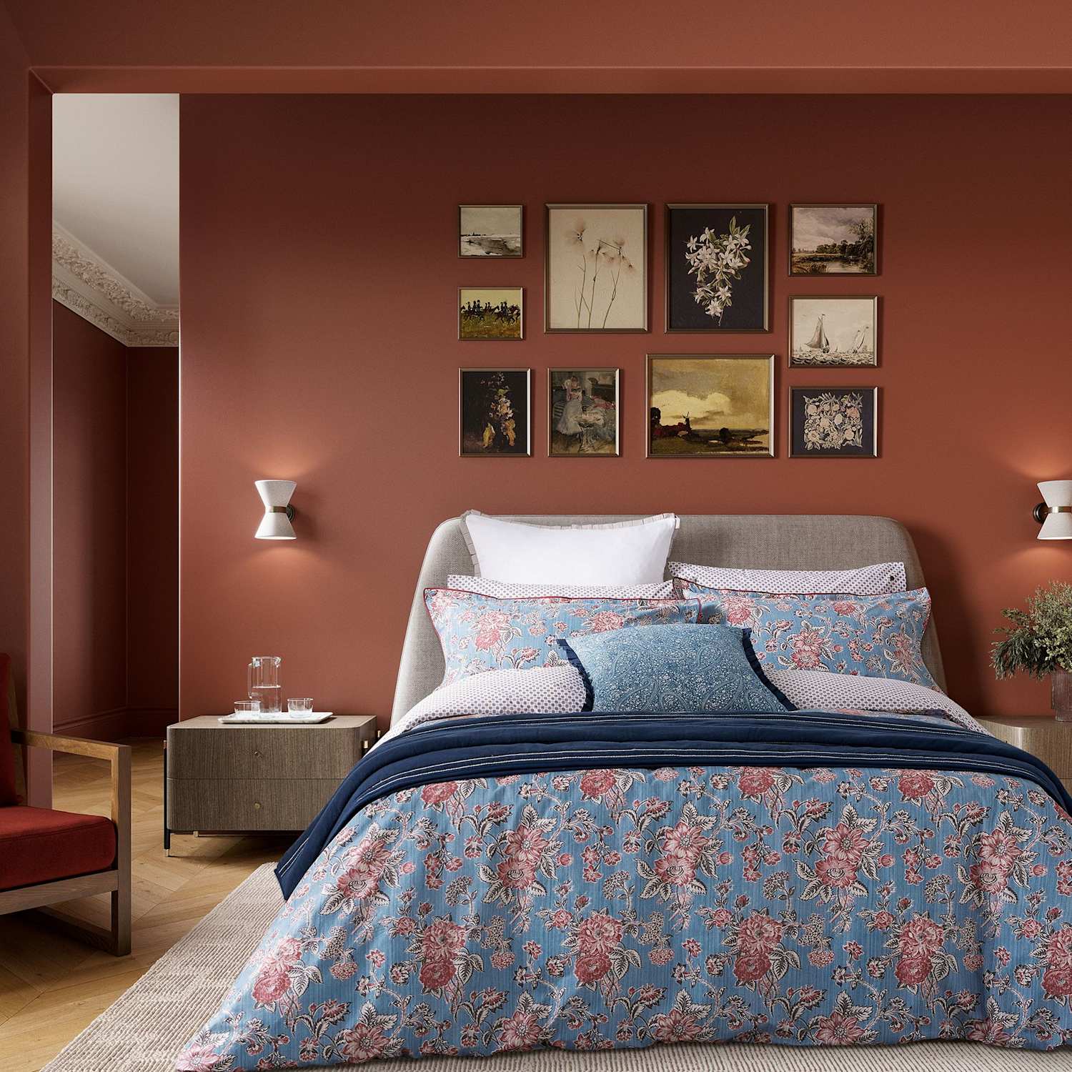 Bedeck Of Belfast Pure Cotton Emmeline Bedding Set - Single (3 ft) - Blue Mix - Available at M&S