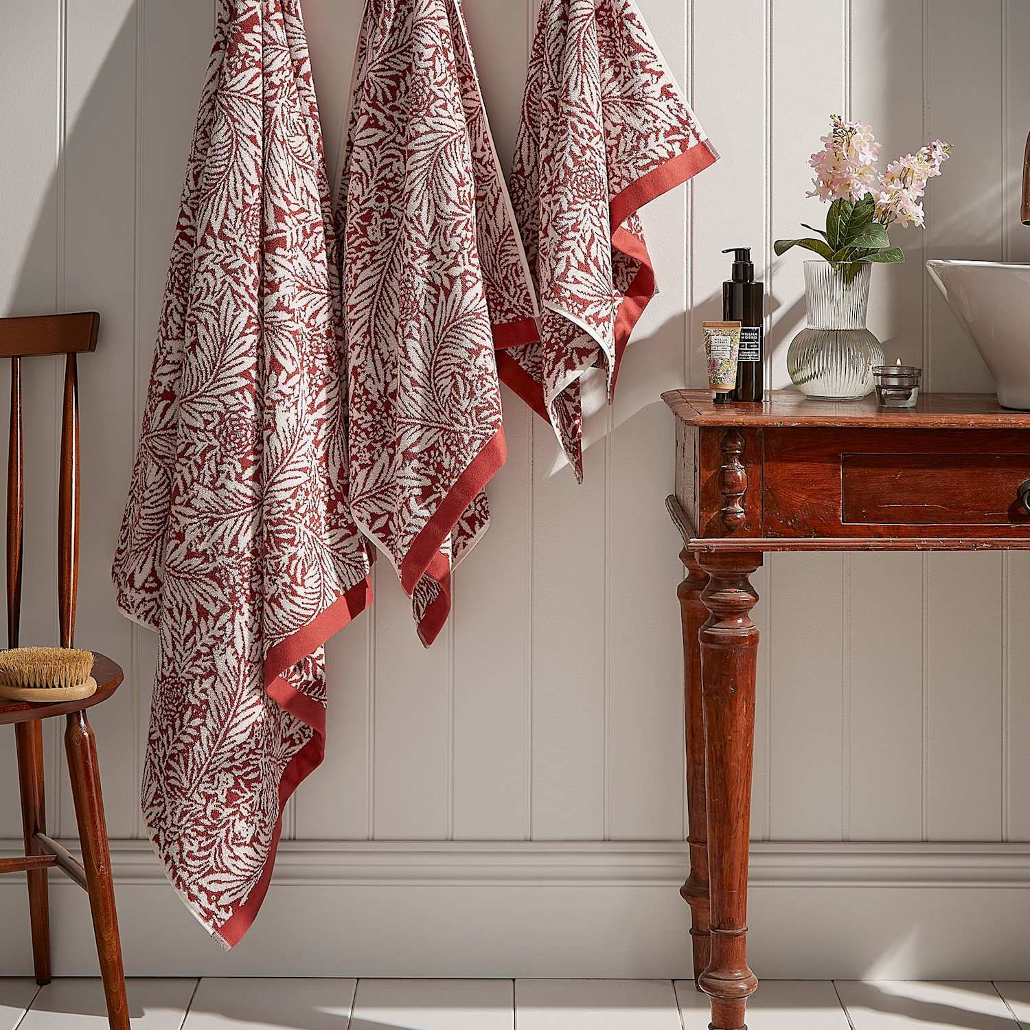 William Morris At Home Pure Cotton Larkspur Towel - Bath Towel - Pink Mix - Available at M&S