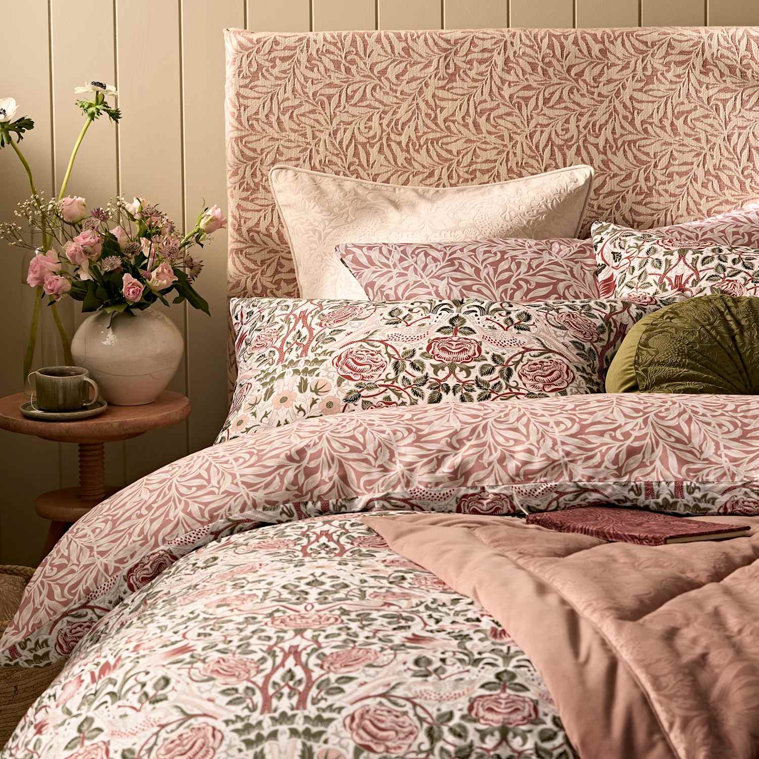 Laura Ashley Set of 2 Pure Cotton Rose Brick Pillowcases - Pink Mix - Available at M&S