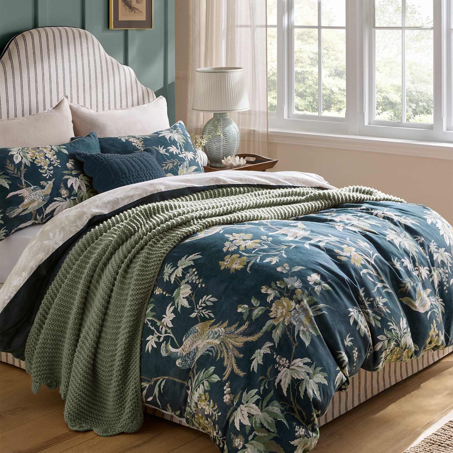 Laura Ashley 2 Pack Pure Cotton Attleton Pillowcases - Blue Mix - Available at M&S