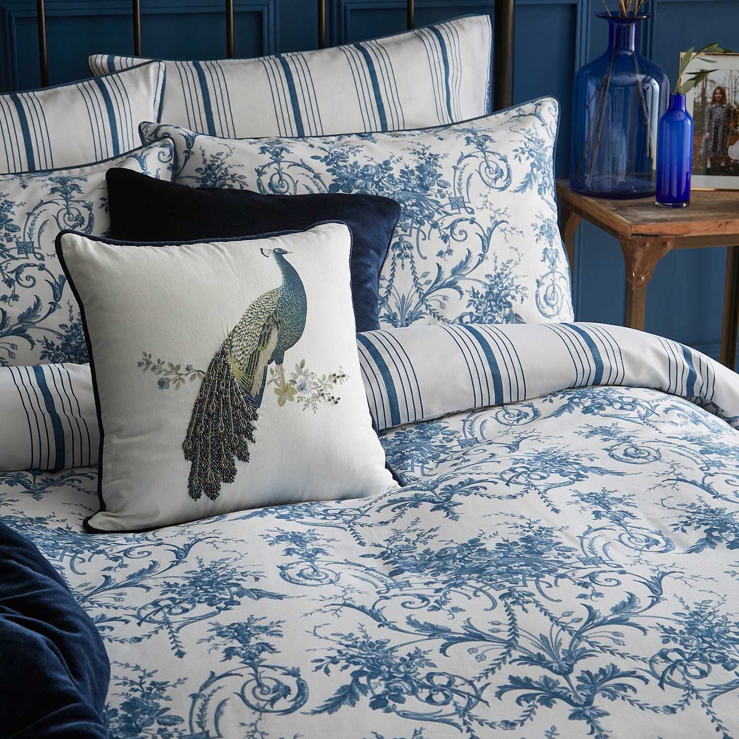 Laura Ashley 2 Pack Pure Cotton Tuileries Pillowcases - Blue Mix - Available at M&S
