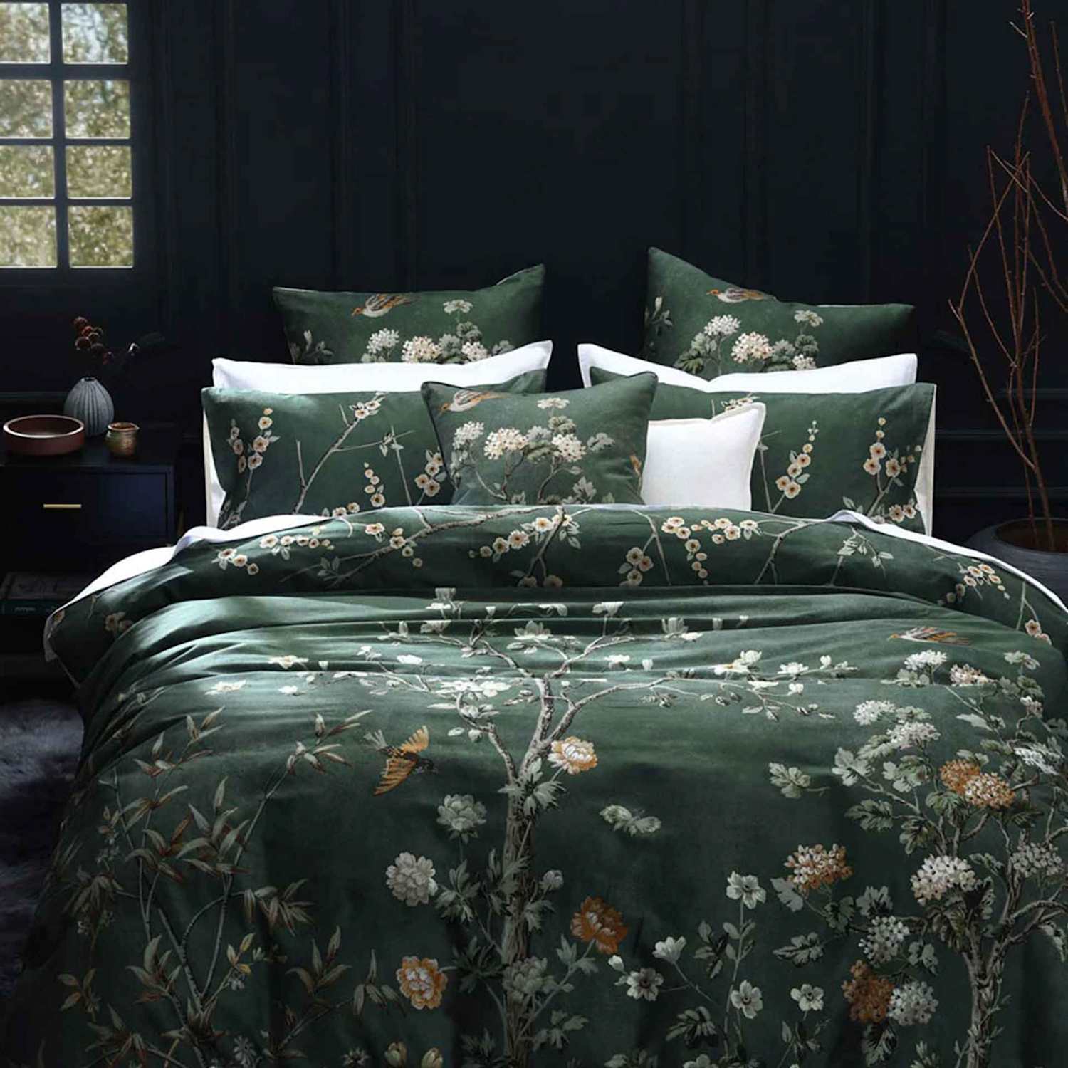 Mm Linen Pure Cotton Zen Bedding Set - Double (4 ft 6) - Green Mix - Available at M&S