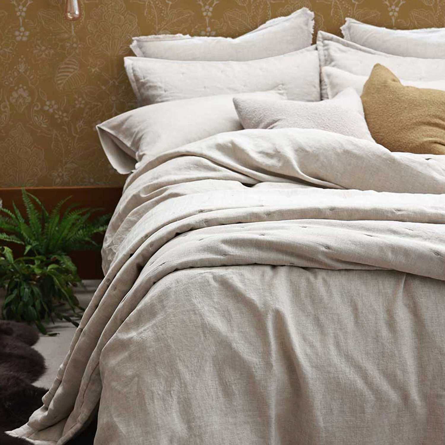 Mm Linen Laundered Pure Linen Bedding Set - Double (4 ft 6) - Natural - Available at M&S