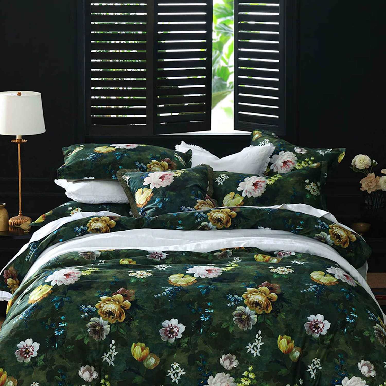 Mm Linen Pure Cotton Lorenza Reversible Bedding Set - King Size (5 ft) - Green Mix - Available at M&S