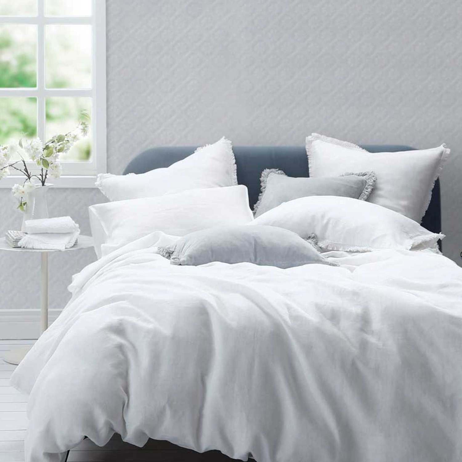 Mm Linen Laundered Pure Linen Bedding Set - Super King Size (6 ft) - White - Available at M&S