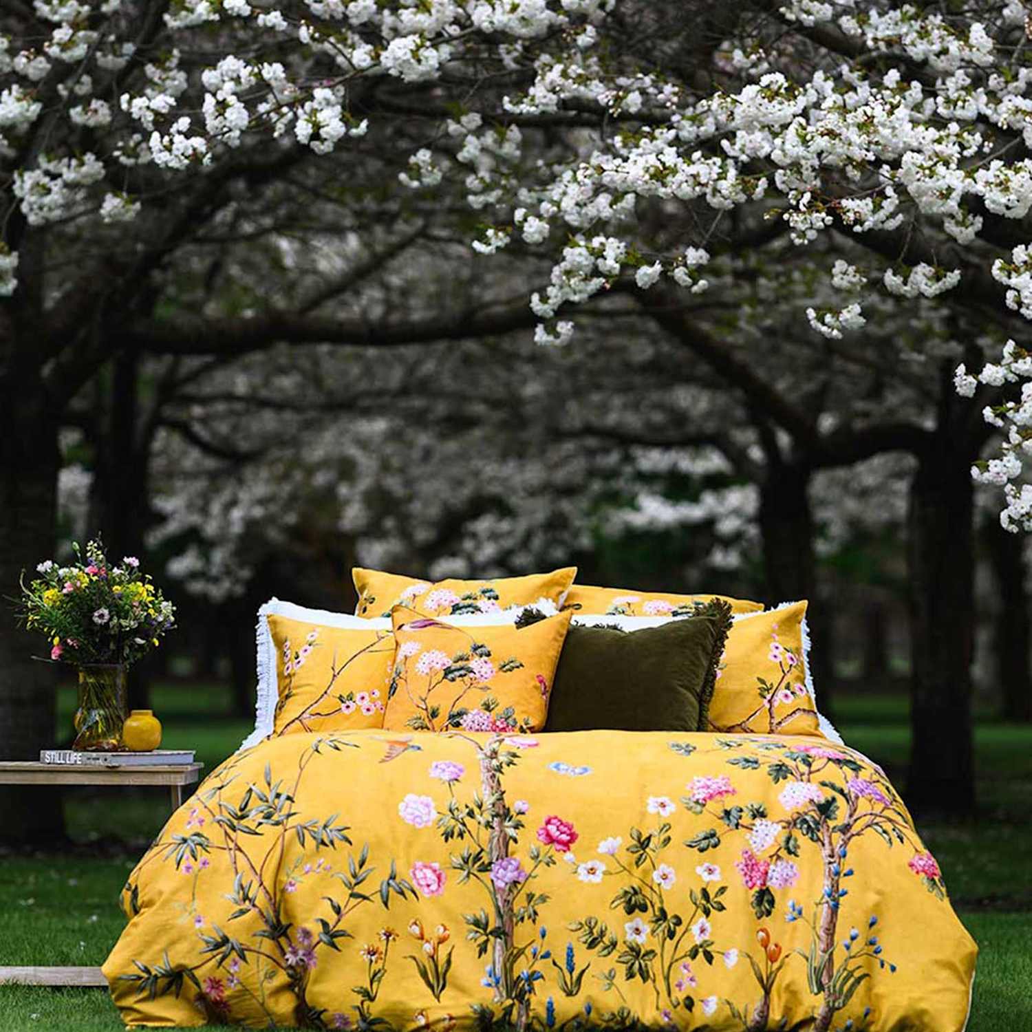 Mm Linen Pure Cotton Yuki Bedding Set - Super King Size (6 ft) - Yellow Mix - Available at M&S