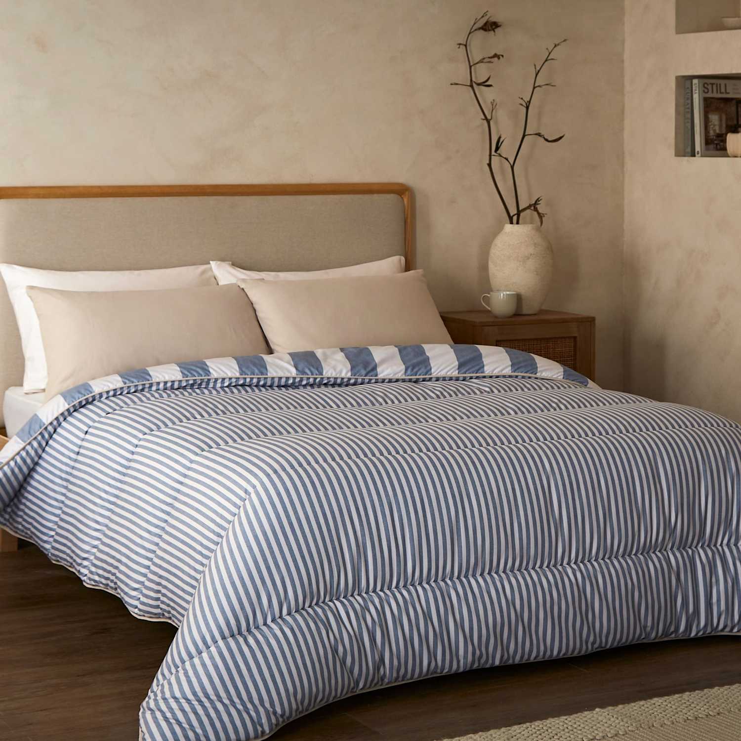 Nightlark Striped 10.5 Tog Coverless Duvet Set - Double (4 ft 6) - Light Blue - Available at M&S