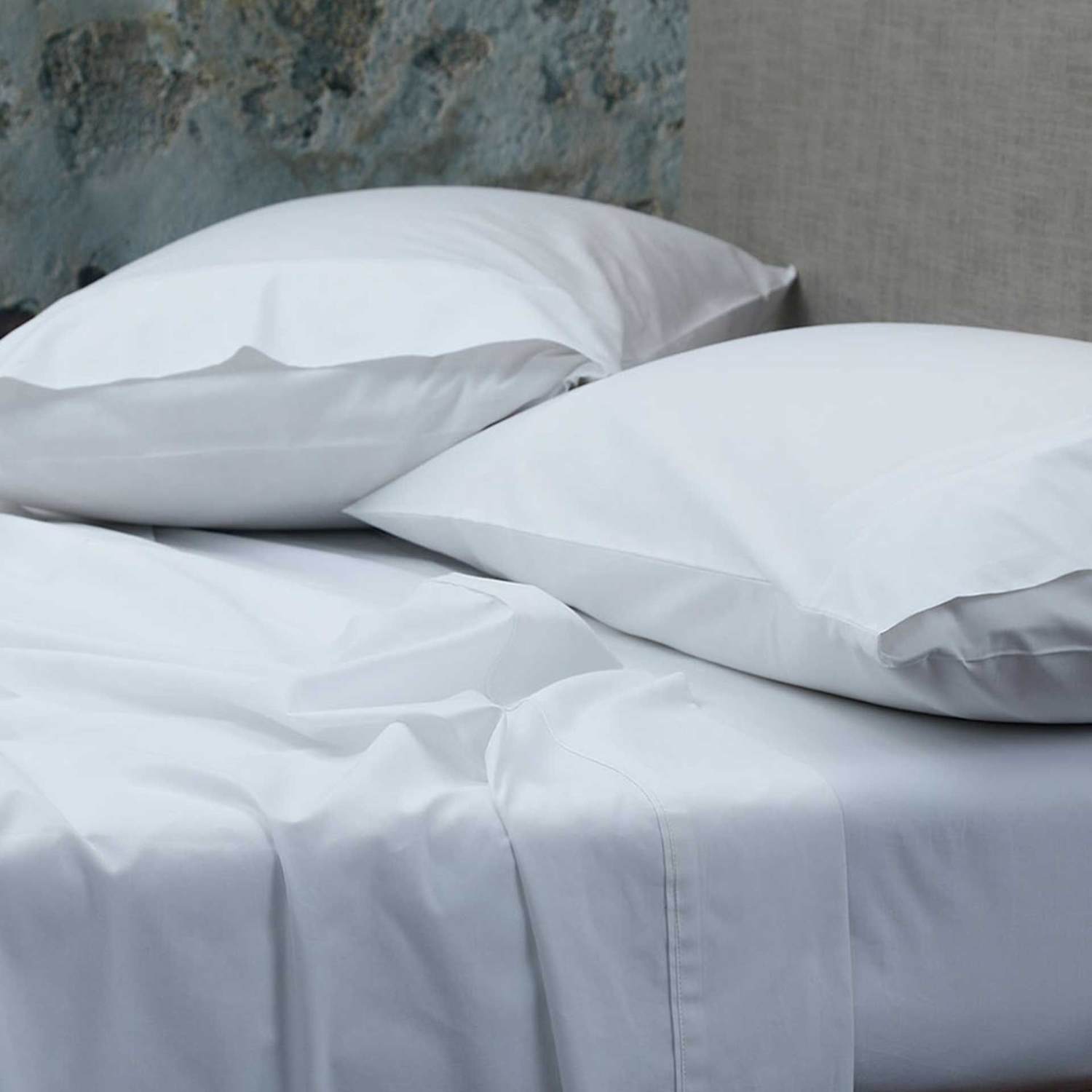 Mm Linen Pure Cotton 200 Thread Count Fitted Sheet & Pillowcase Set - Double (4 ft 6) - White - Available at M&S