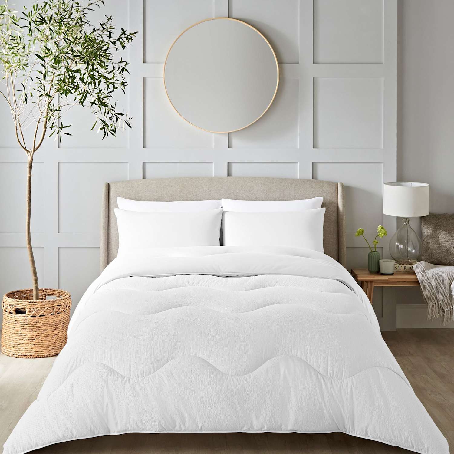 Nightlark Seersucker 10.5 Tog Coverless Duvet Set - Double (4 ft 6) - White - Available at M&S