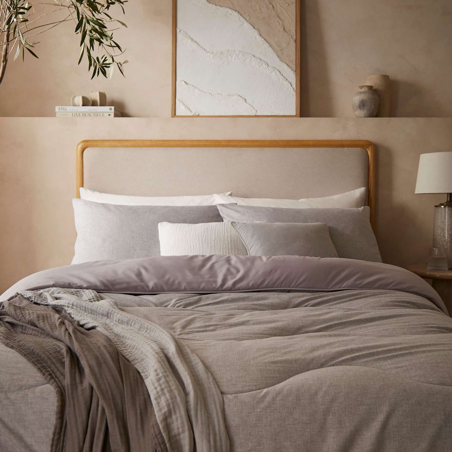 Nightlark Soft Weave 4.5 Tog Coverless Duvet Set - Single (3 ft) - Light Grey - Available at M&S
