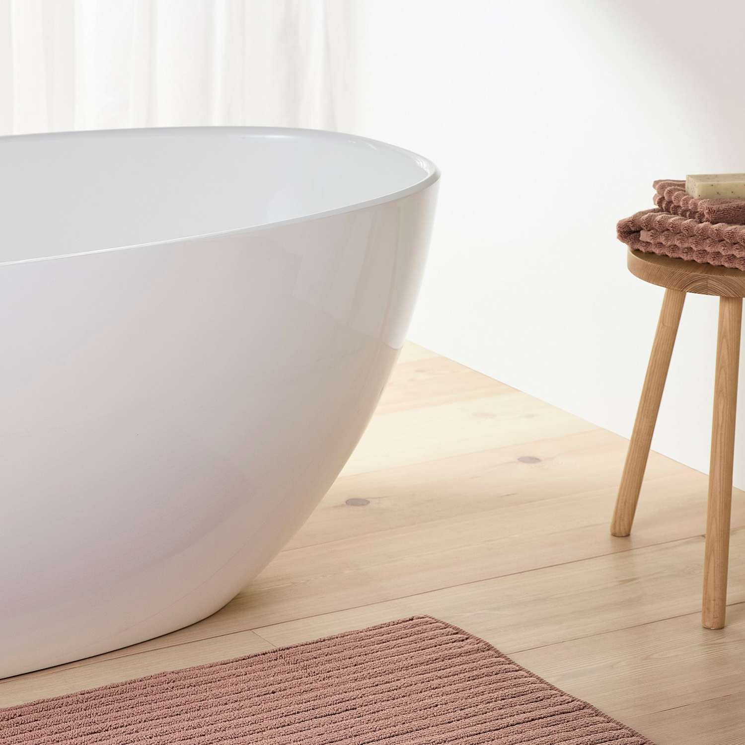 Bedfolk Pure Cotton Ribbed Plush Bathmat - Medium Red - Available at M&S