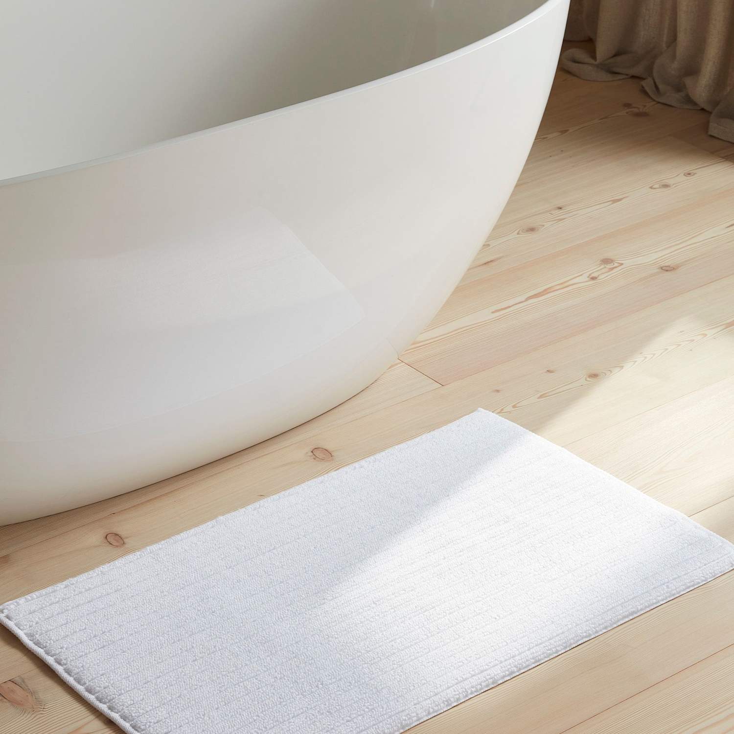 Bedfolk Pure Cotton Ribbed Plush Bathmat - White - Available at M&S