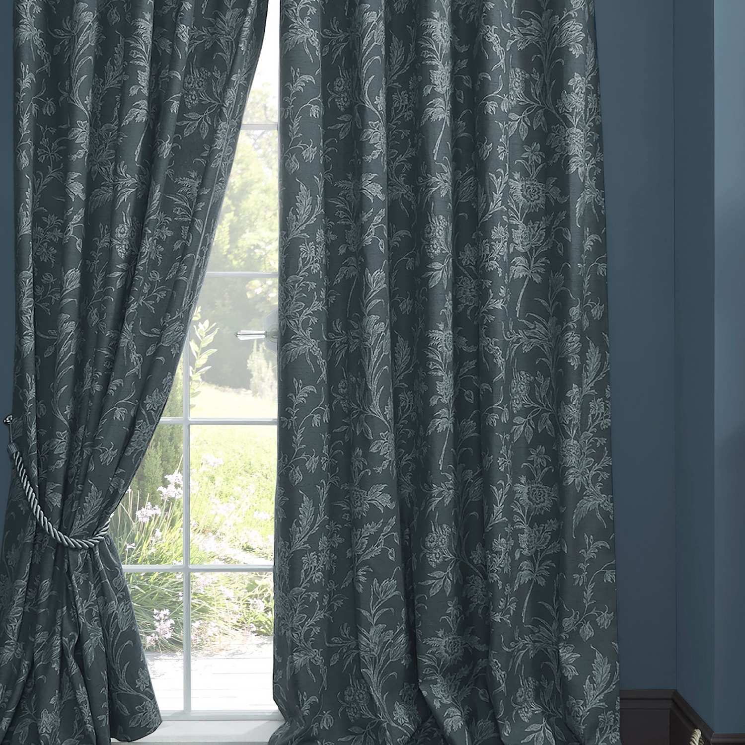 Laura Ashley Lloyd Pure Cotton Eyelet Curtains - W168cm, Drop 229cm - Blue Mix - Available at M&S