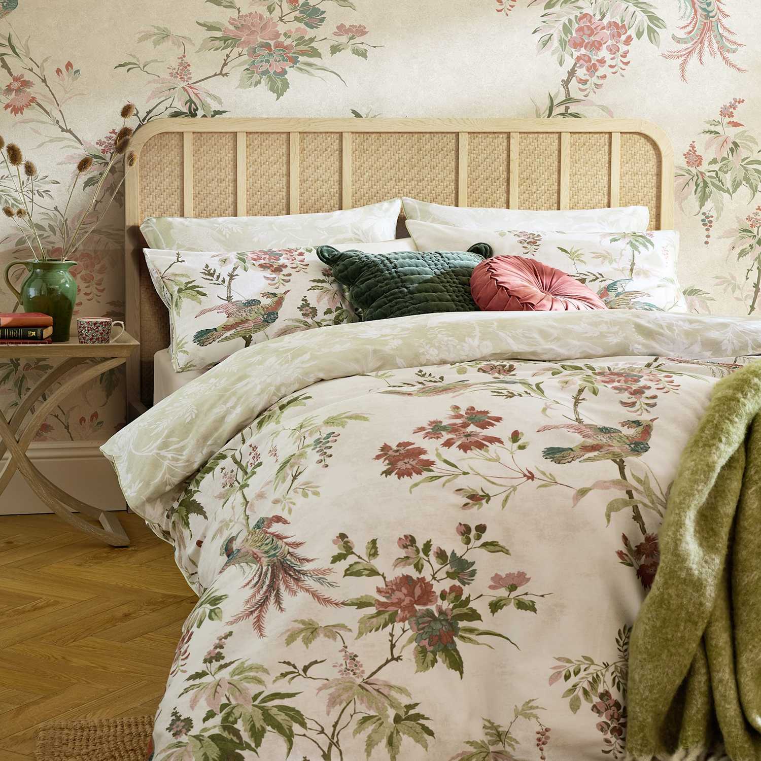 Laura Ashley Pure Cotton Sateen Attleton Bedding Set - Single (3 ft) - Green Mix - Available at M&S