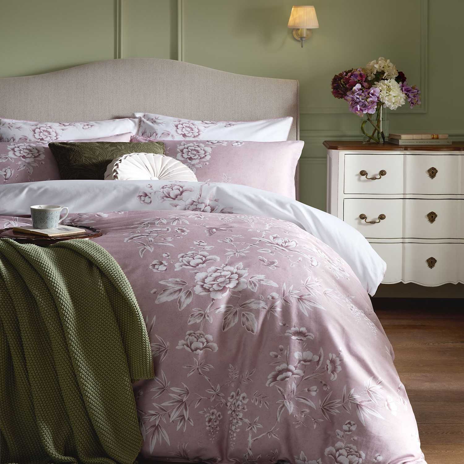 Laura Ashley Rowsham Garden Pure Cotton Sateen Bedding Set - Single (3 ft) - Pink Mix - Available at M&S