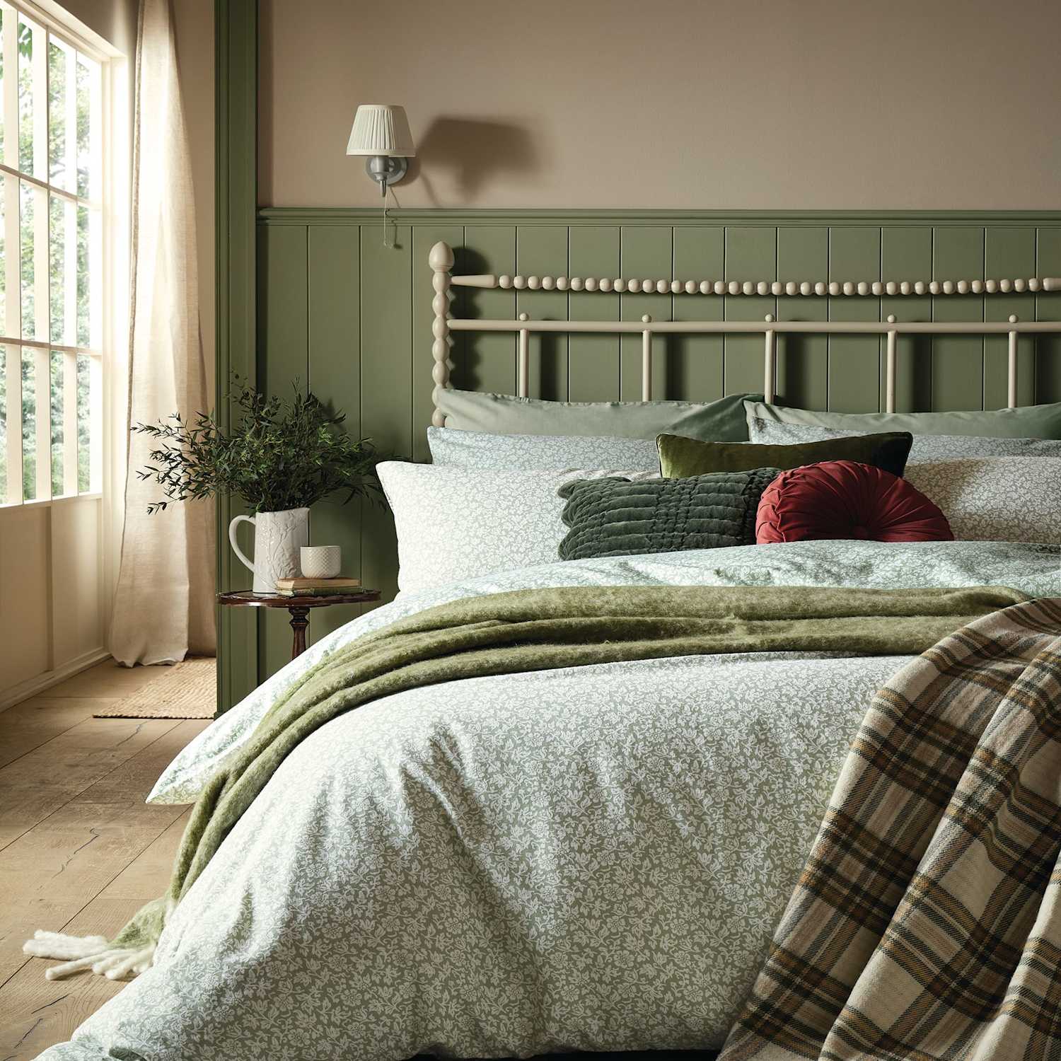 Laura Ashley Sweet Alyssum Brushed Cotton Bedding Set - Single (3 ft) - Green Mix - Available at M&S