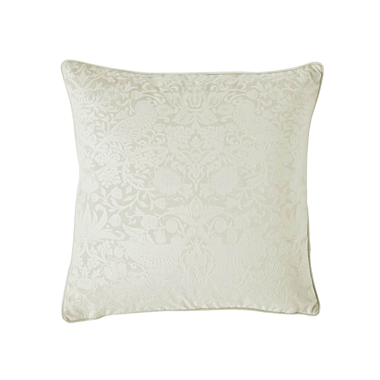 William Morris At Home Velvet Strawberry Thief Cushion - Natural - Available at M&S