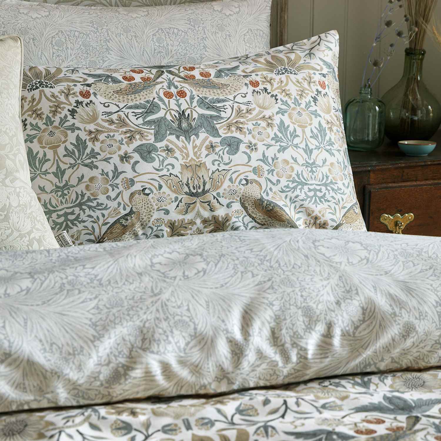 William Morris At Home Set of 2 Strawberry Thief Pure Cotton Pillowcases - Multi - Available at M&S