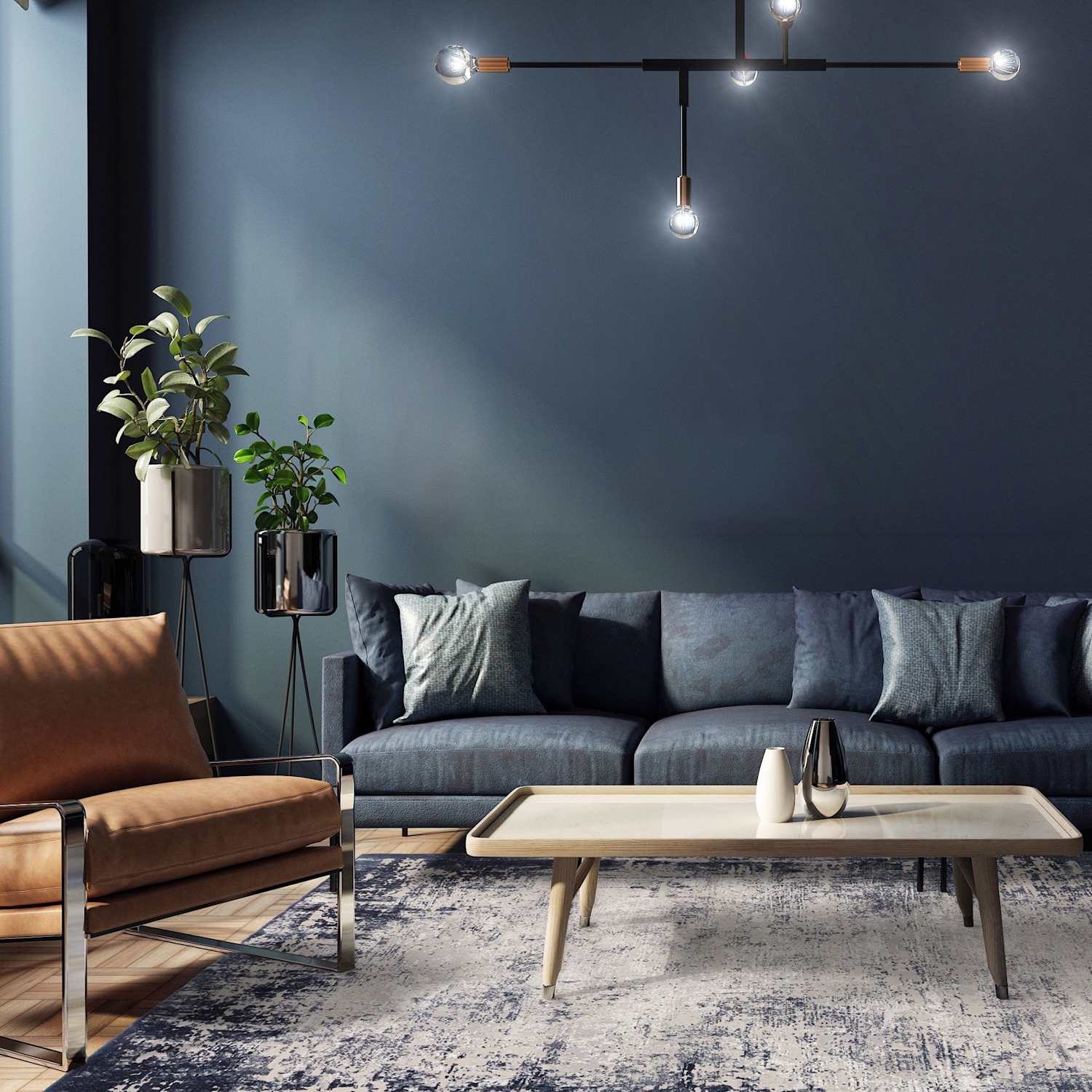 Asiatic Kuza Border Woven Rug - Medium - Blue - Available at M&S