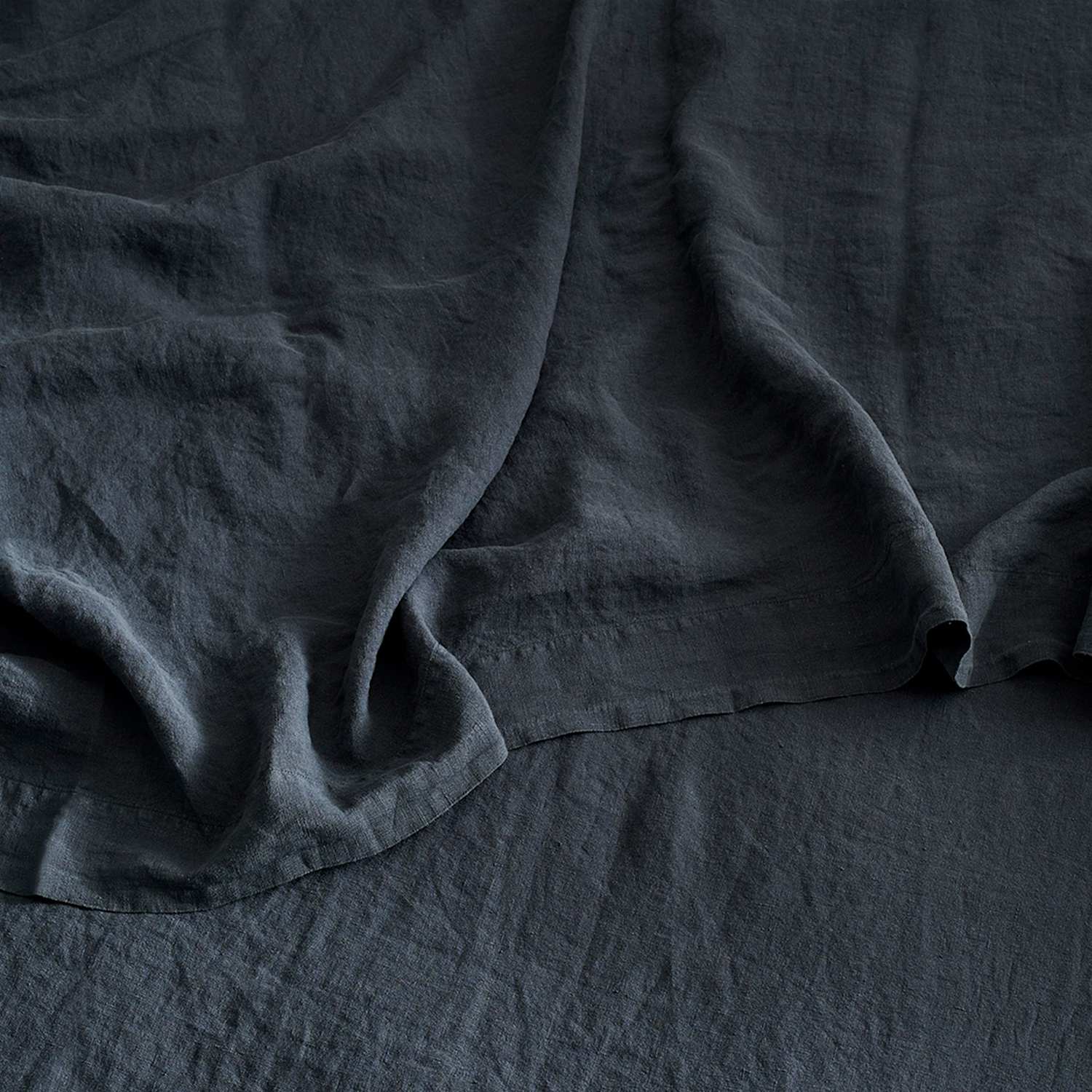 Bedfolk Pure Linen Washed Flat Sheet - Super King Size (6 ft) - Navy - Available at M&S