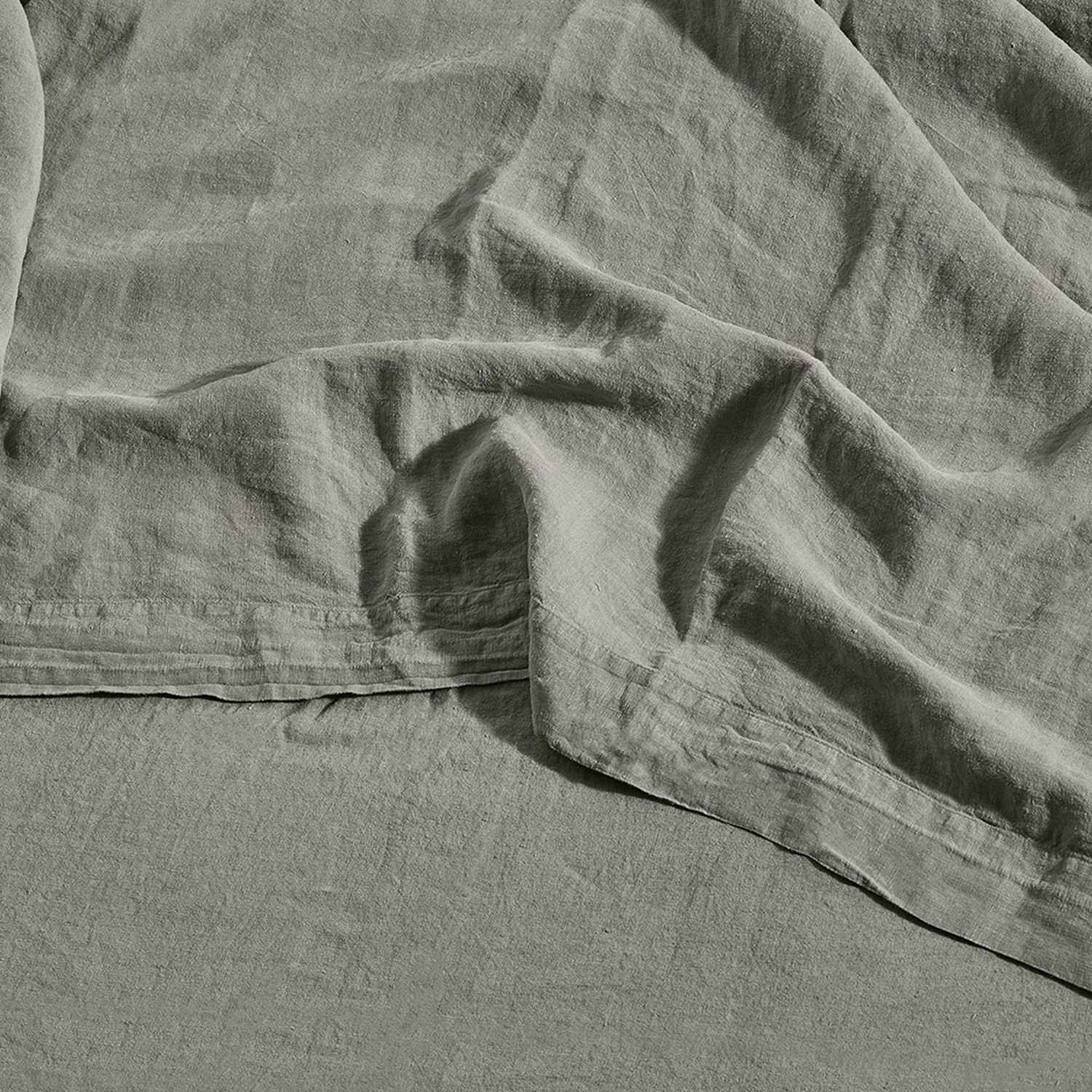 Bedfolk Pure Linen Washed Flat Sheet - Single (3 ft) - Khaki - Available at M&S