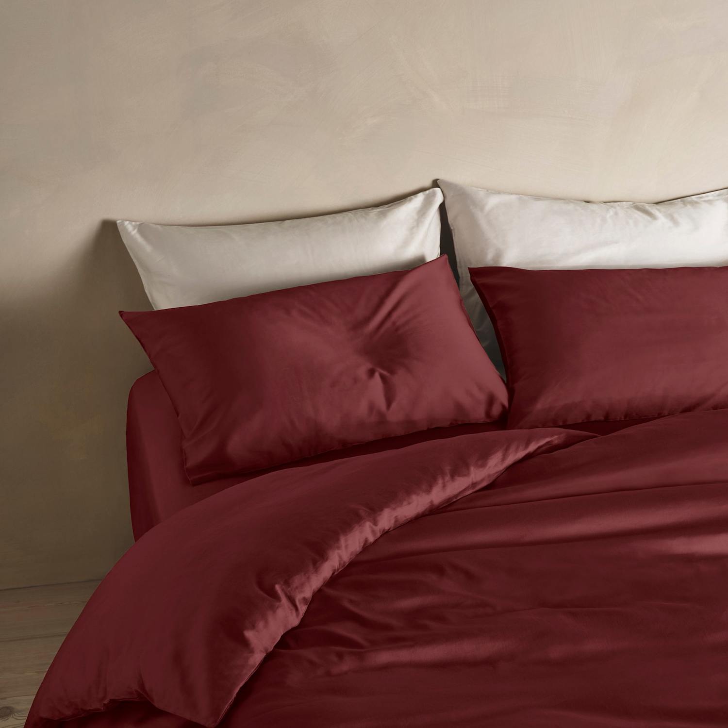 Bedfolk Pure Cotton Sateen Duvet Cover - Single (3 ft) - Burgundy - Available at M&S