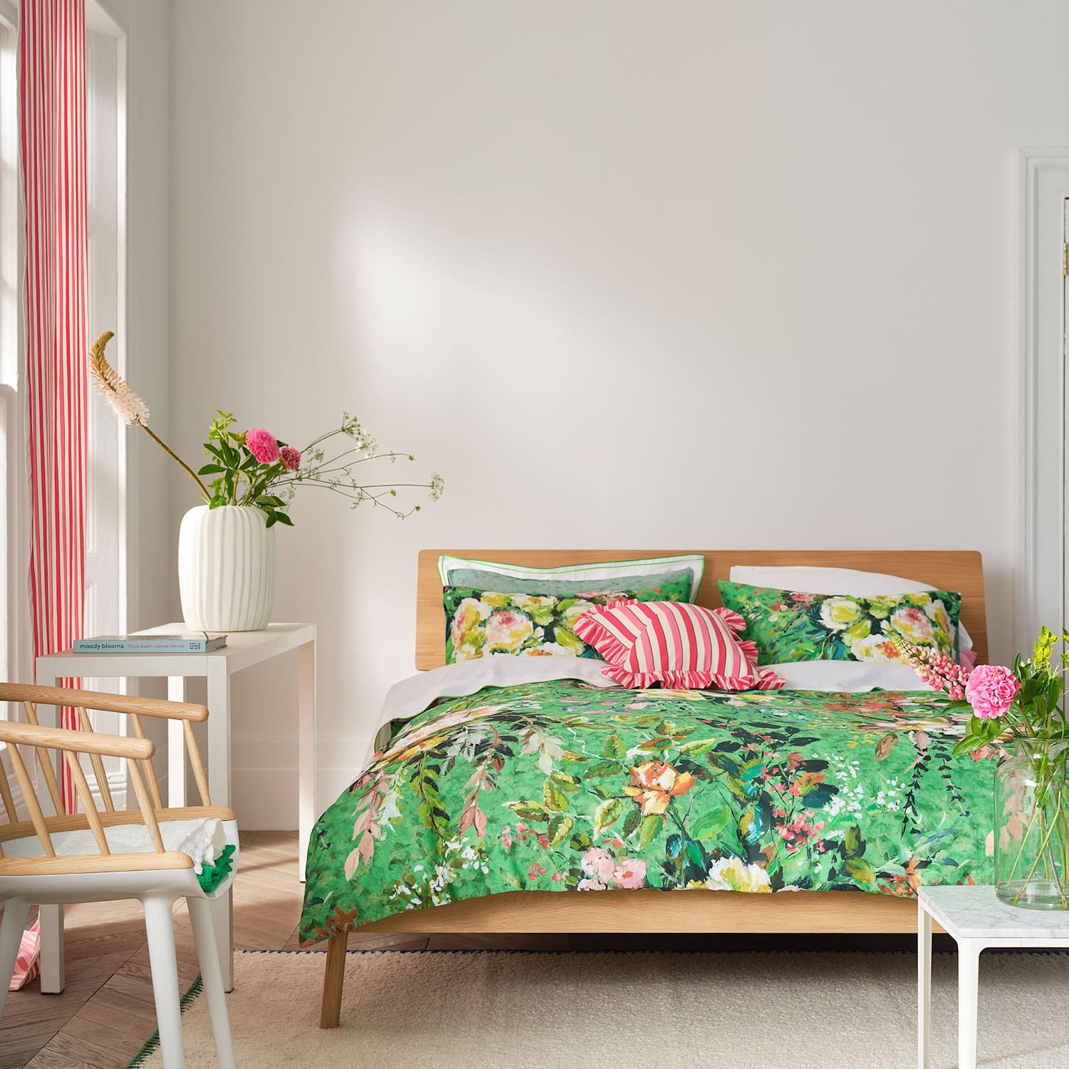 Designers Guild Pure Cotton Margaretta Bedding Set - Double (4 ft 6) - Green Mix - Available at M&S