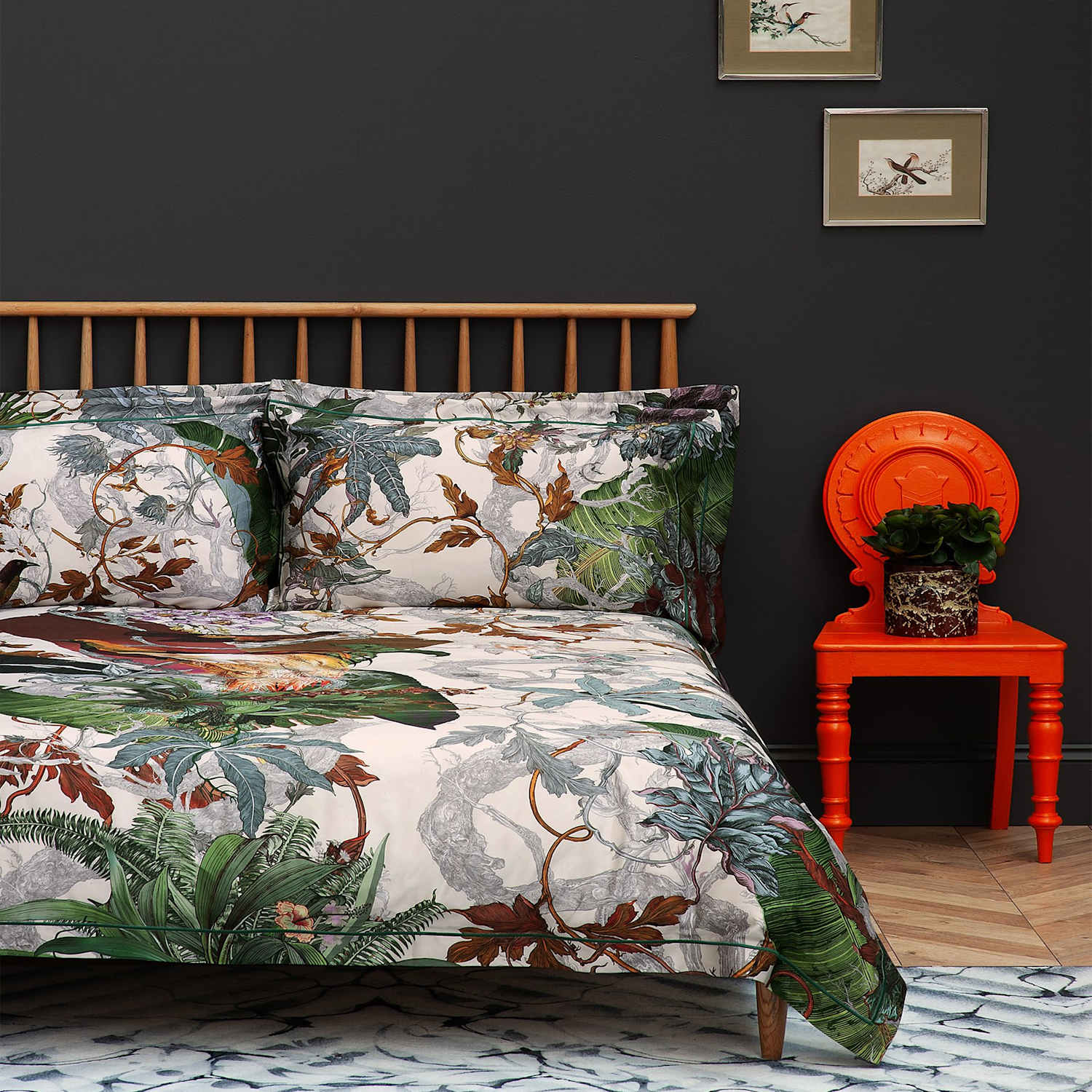 Timorous Beasties Pure Cotton Papua Paradise Bedding Set - Single (3 ft) - Green Mix - Available at M&S