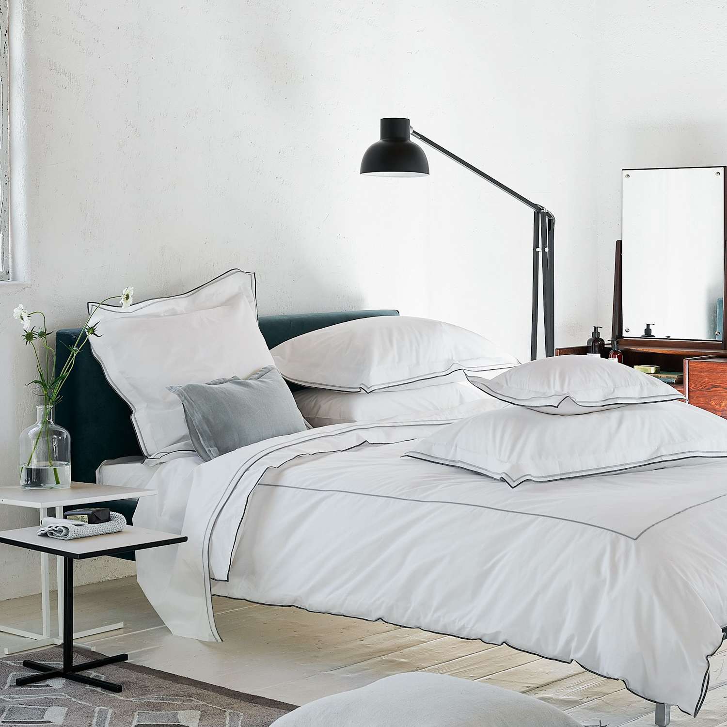 Designers Guild Pure Cotton 400 Thread Count Flat Sheet - Super King Size (6 ft) - Grey Mix - Available at M&S
