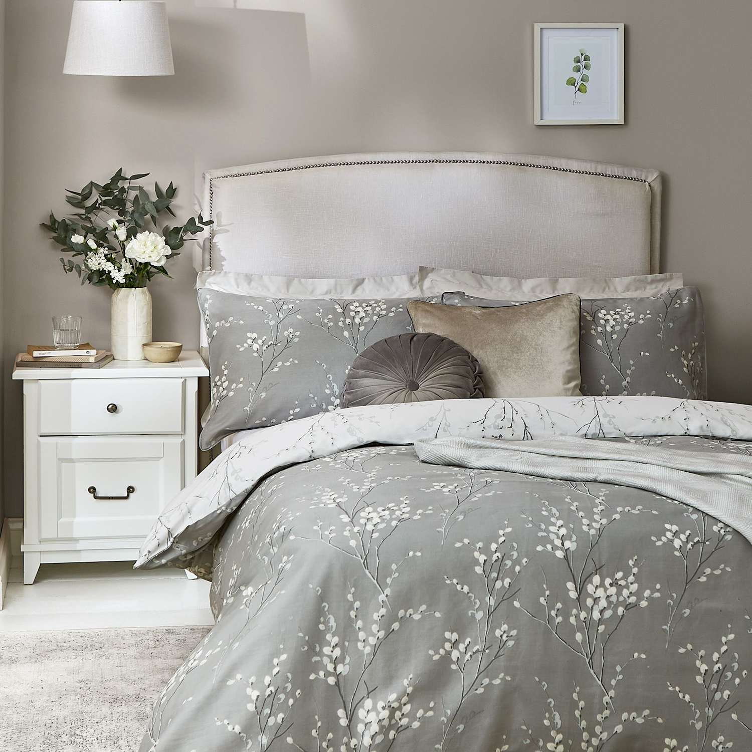 Laura Ashley Pure Cotton Sateen Pussy Willow Bedding Set - Single (3 ft) - Grey Mix - Available at M&S