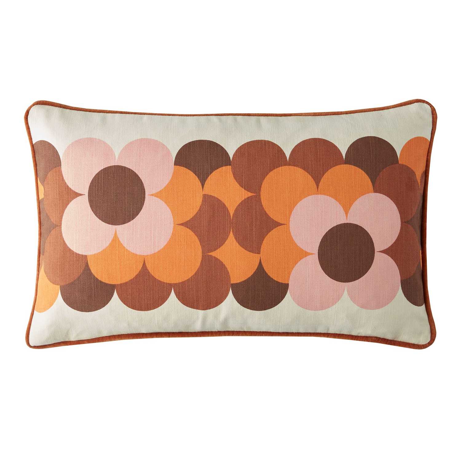 Orla Kiely Pure Cotton Retro Flower Stripe Cushion - Orange Mix - Available at M&S