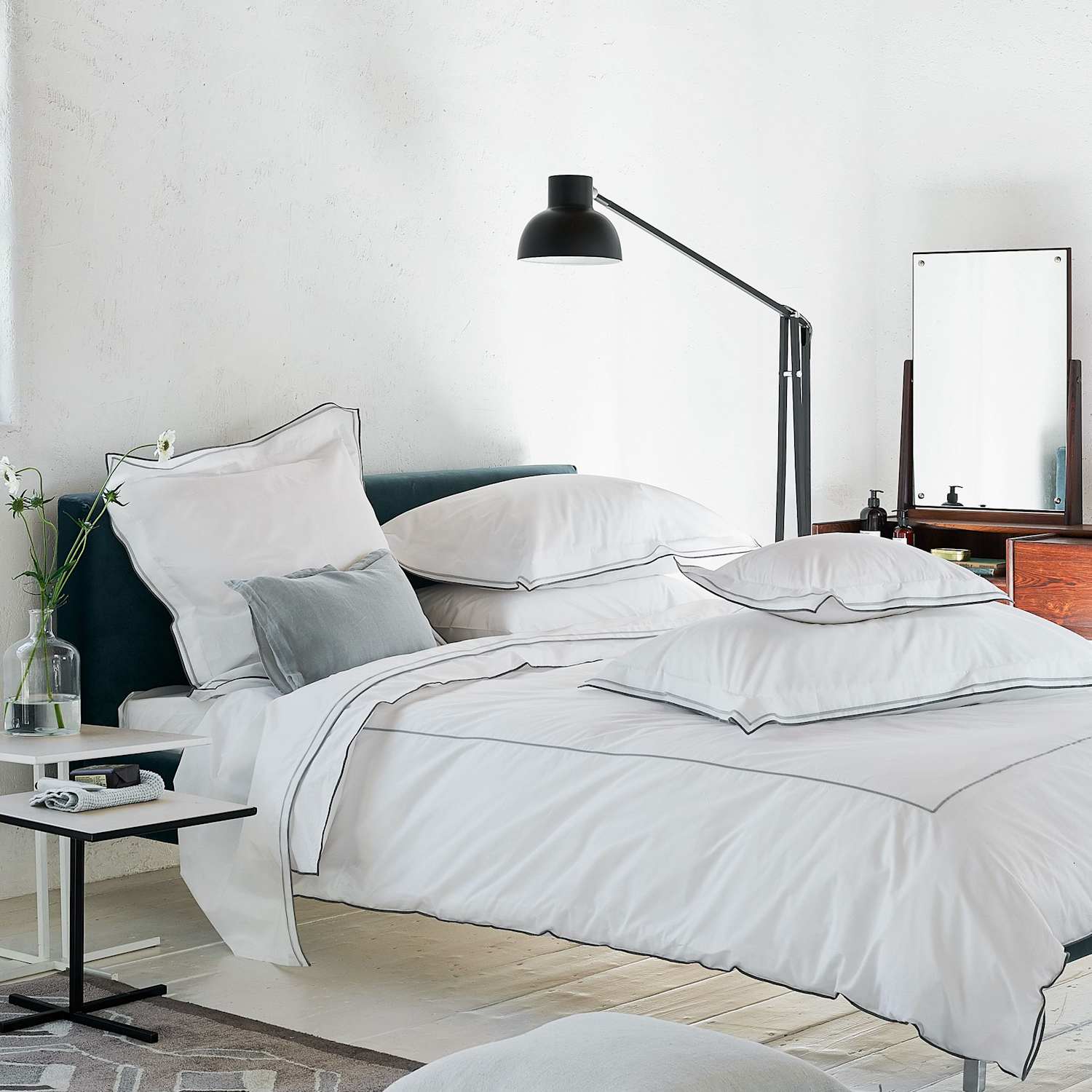 Designers Guild 2 Pack Pure Cotton Astor Pillowcases - Grey Mix - Available at M&S