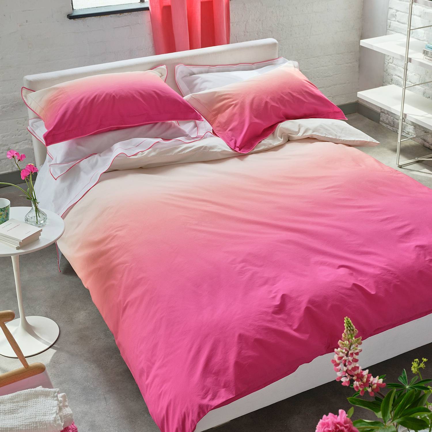 Designers Guild Pure Cotton Percale Ombre Pillowcase Set - Pink Mix - Available at M&S
