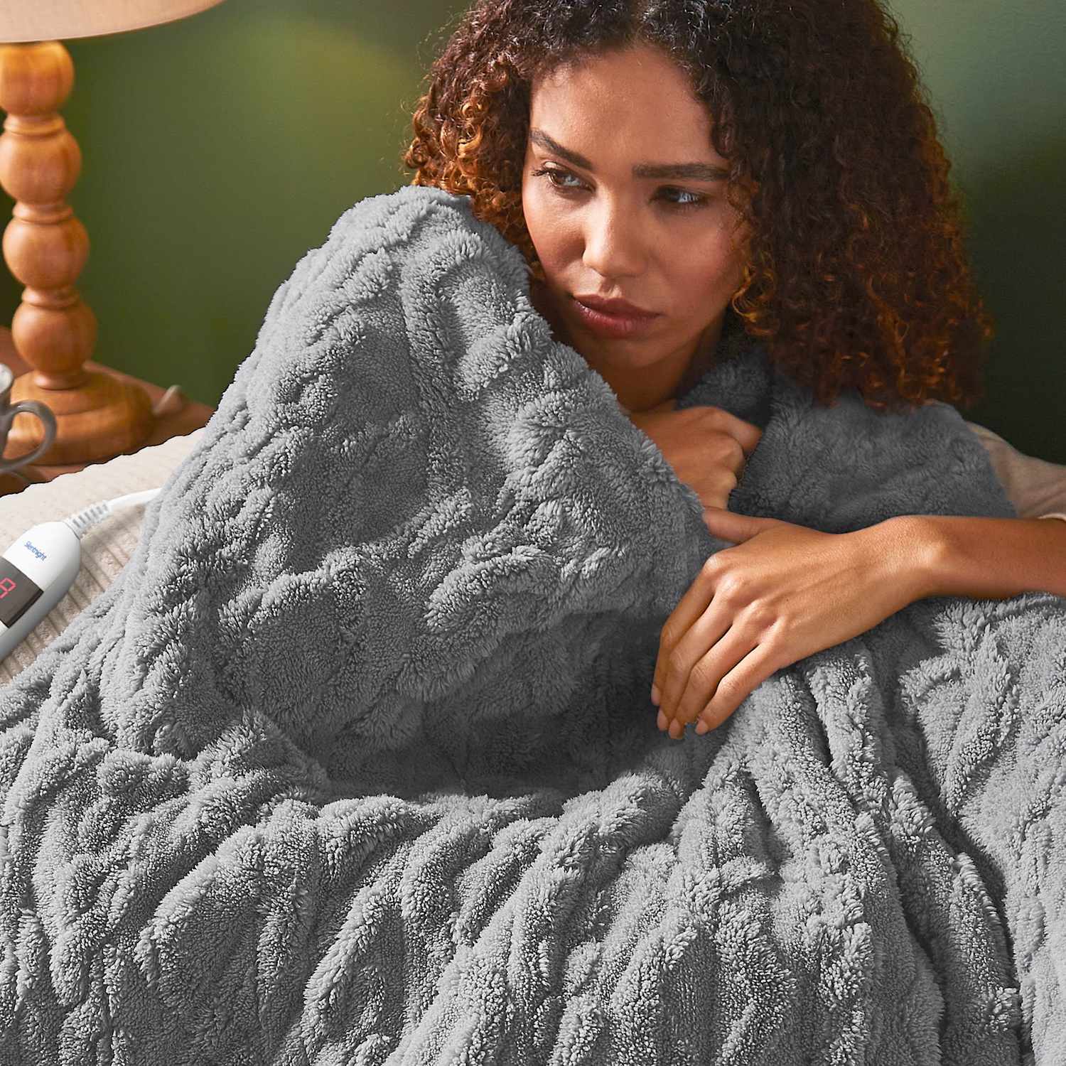 Silentnight Fleece Heated Throw - W218cm, Drop 137cm - Medium Grey - Available at M&S