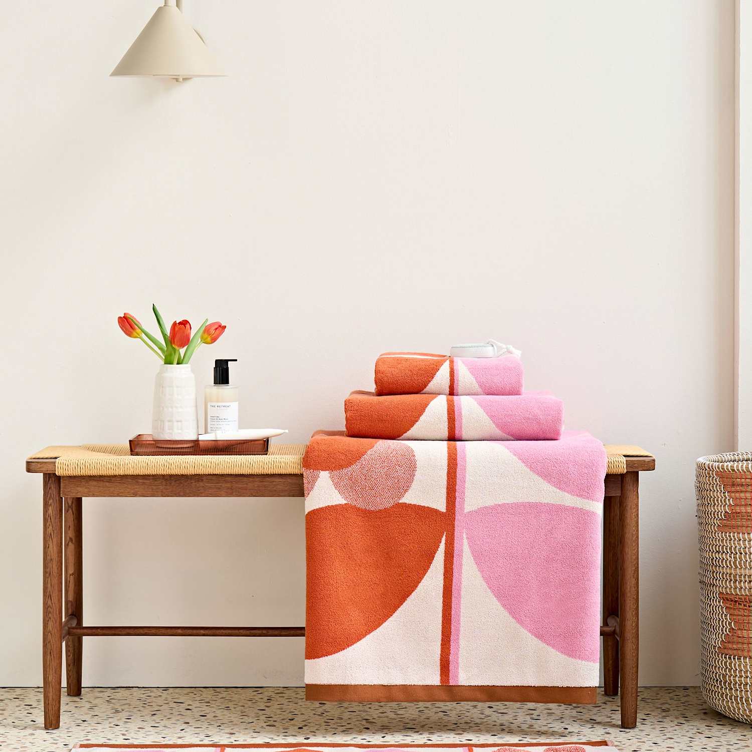 Orla Kiely Stem Bloom Duo Pure Cotton Towel - Bath Towel - Pink Mix - Available at M&S