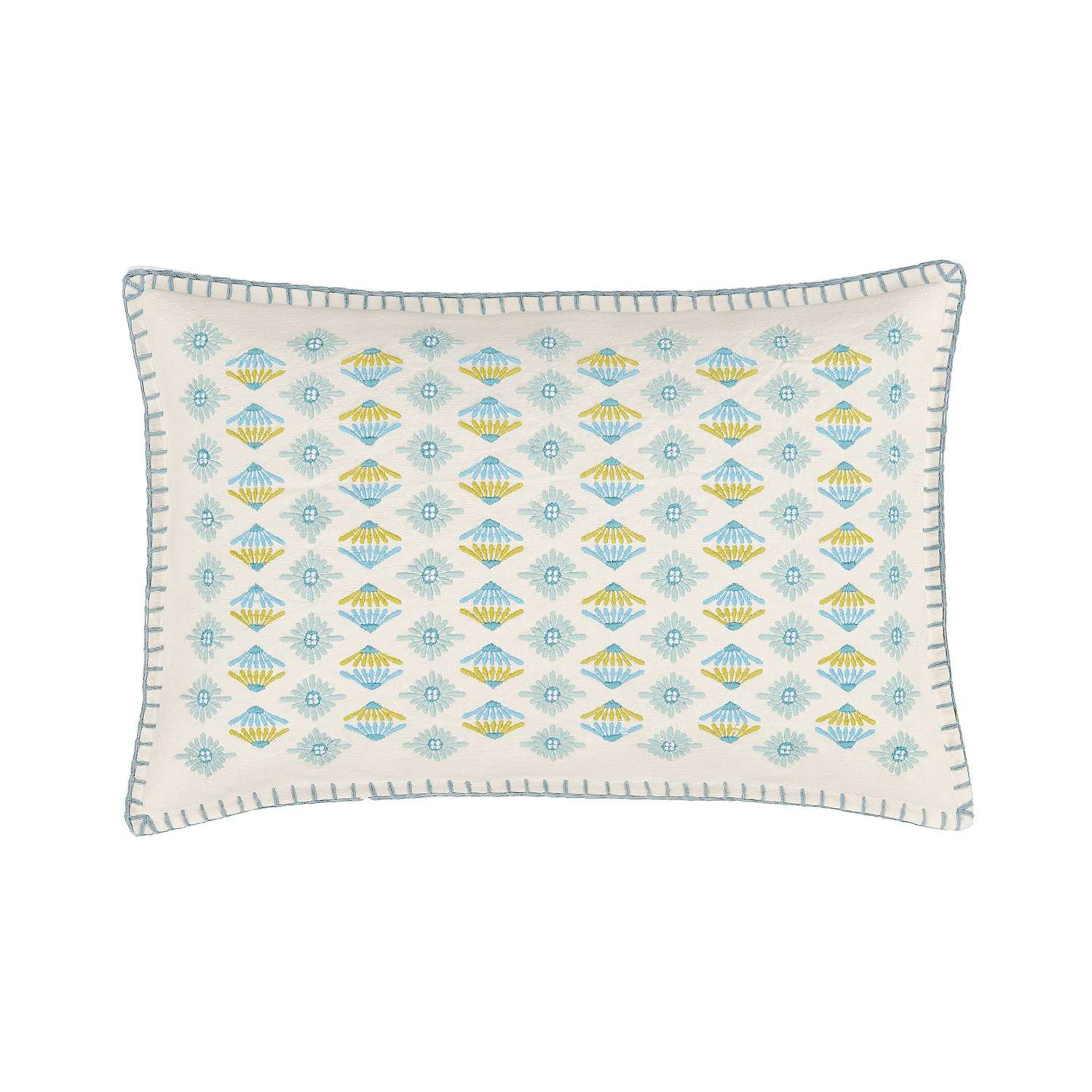 Land & Shore Orchard Cushion - Green Mix - Available at M&S