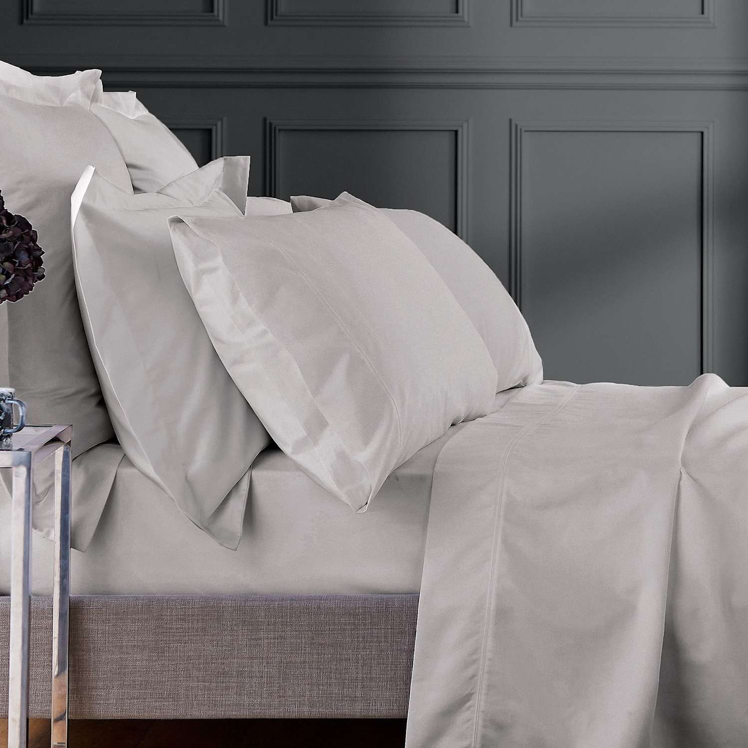Bedeck Of Belfast Egyptian Cotton 1000 Thread Count Flat Sheet - Double (4 ft 6) - Silver - Available at M&S