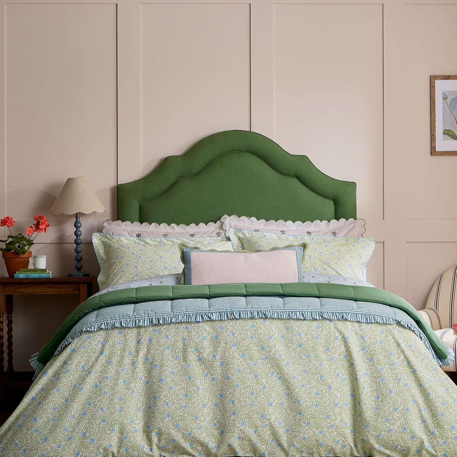 Joules Pure Cotton Come Rain Or Shine Large Bolster Cushion - Pink Mix - Available at M&S